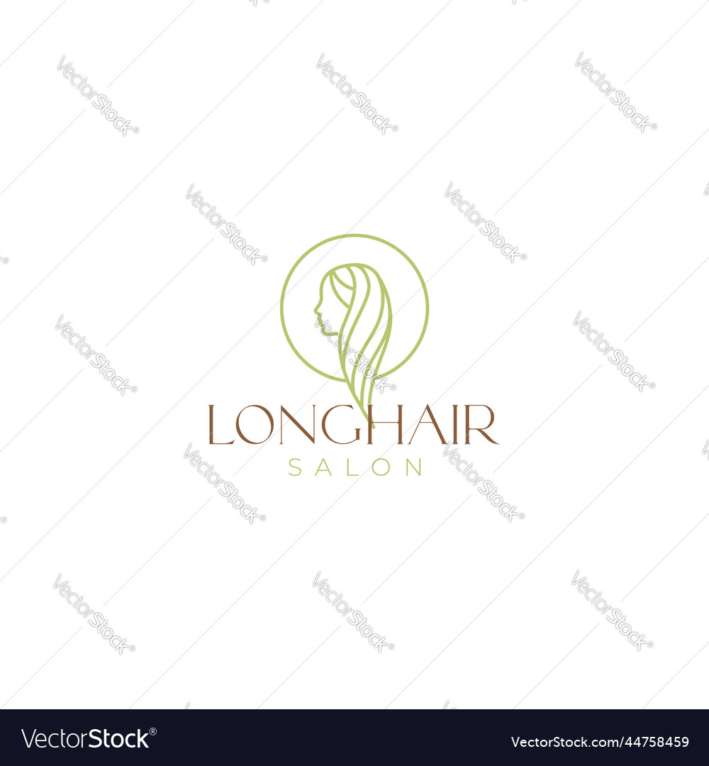 Side view women long hair care minimalist logo Vector Image