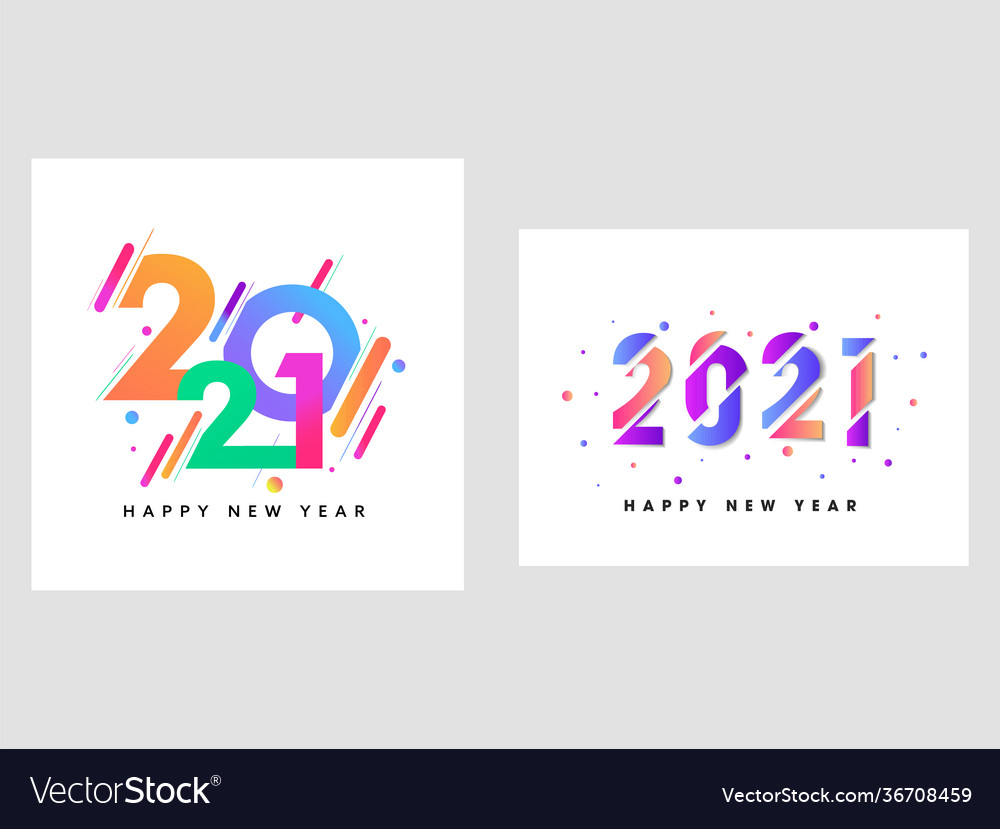 Sliced effect colorful 2021 number on white