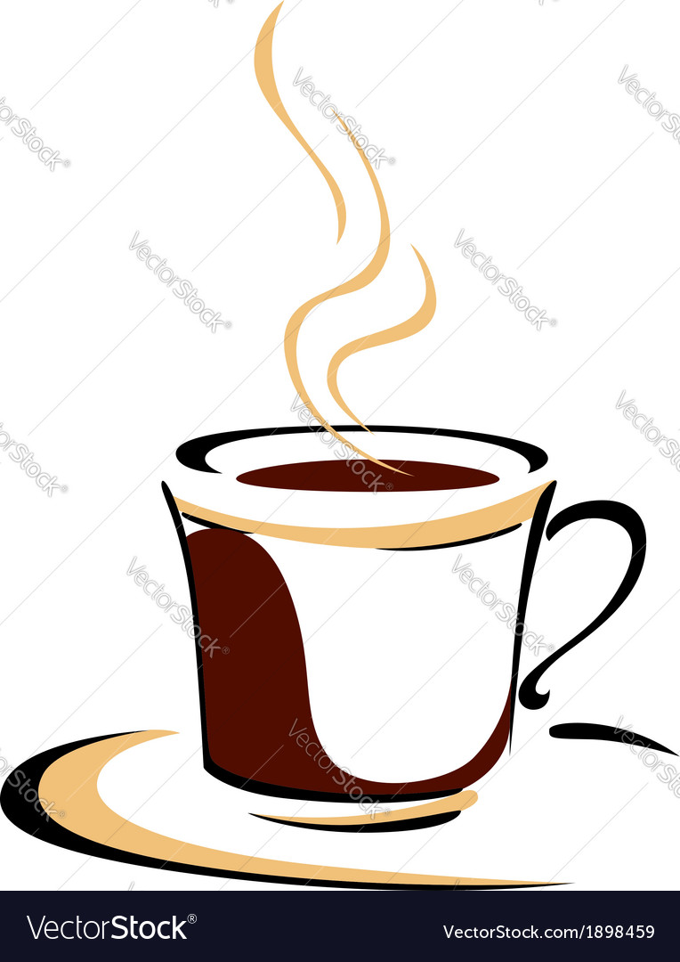 Steaming cup of aromatic coffee