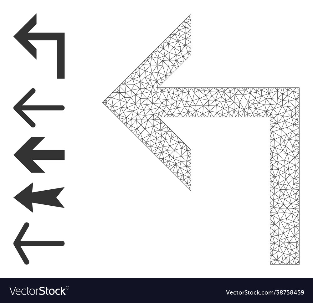 Web net turn left icon with simple glyphs vector image Web net turn left icon with simple glyphs