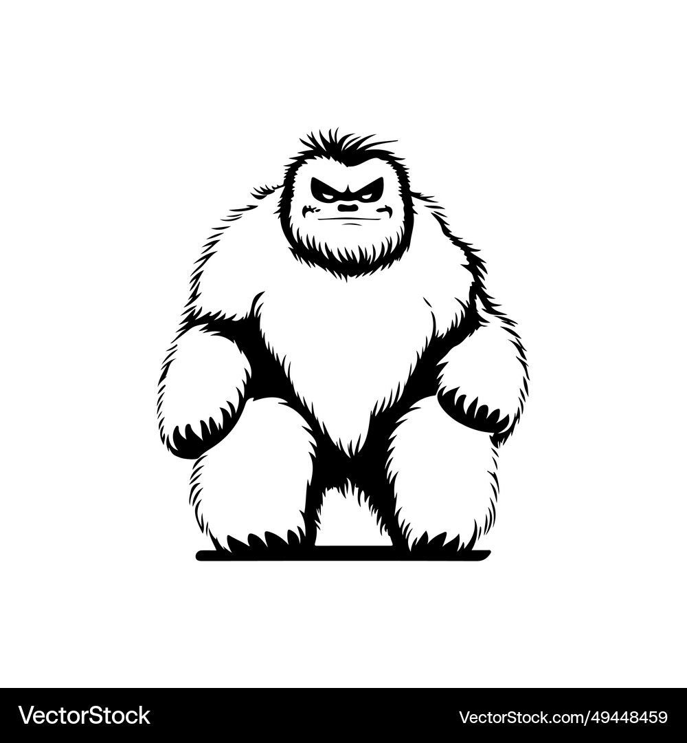 Yeti icon hand draw black colour winter logo Vector Image