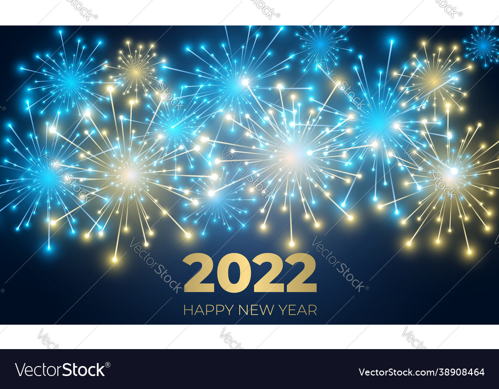 2022 new year festive background with fireworks Vector Image