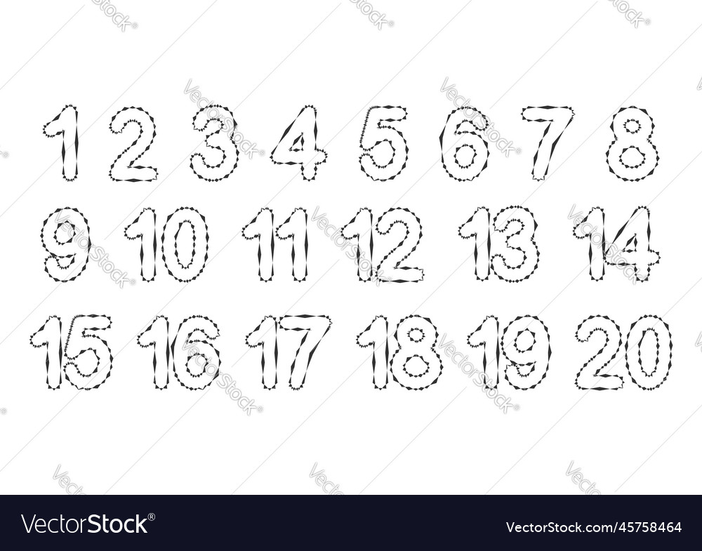 A set of numbers from one to twenty for teaching vector image A set of numbers from one to twenty for teaching