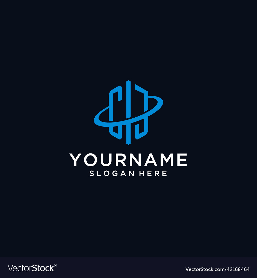 Cj initial monogram logo with hexagonal shape Vector Image Cj initial monogram logo with hexagonal shape