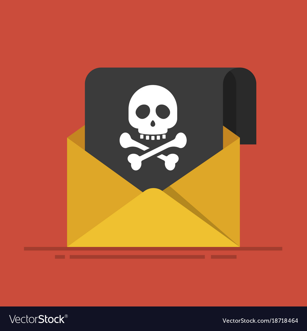 Concept of sending spam and virus hacker attack