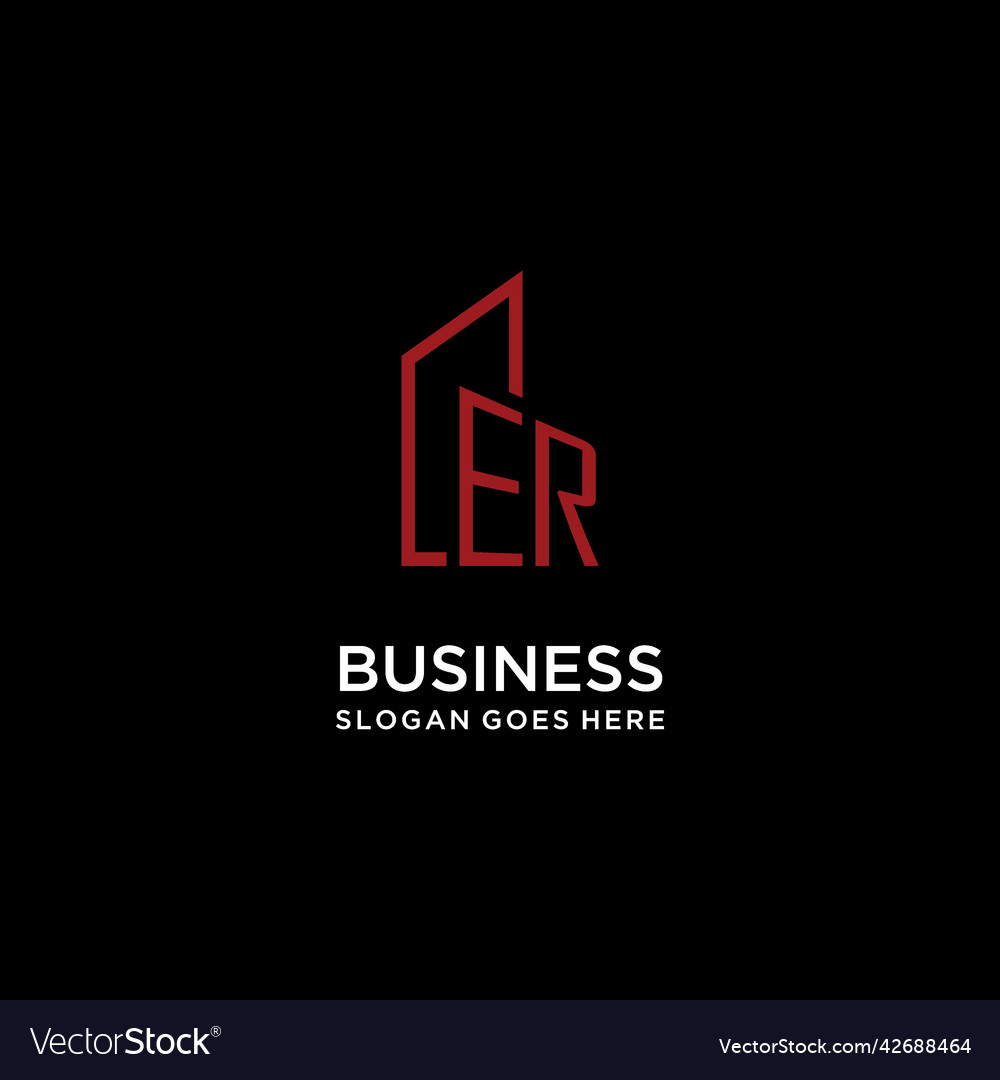 Er initial monogram with building logo design