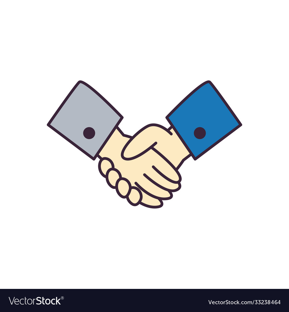 Hands shake line and fill style icon design Vector Image Hands shake line and fill style icon design