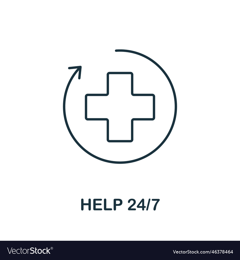 Help 24 7 line icon simple element from