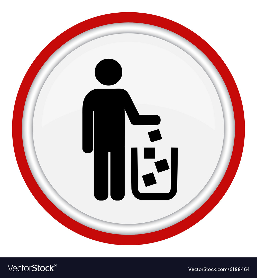 Icon man throws garbage in the cart