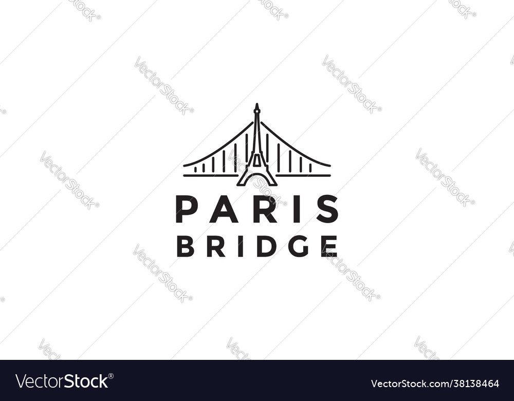Lines eiffel with bridge logo icon design