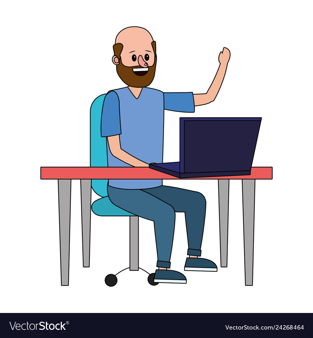 Man using technology device