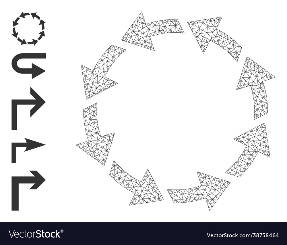 Polygonal net rotate ccw icon with simple vector image Polygonal net rotate ccw icon with simple