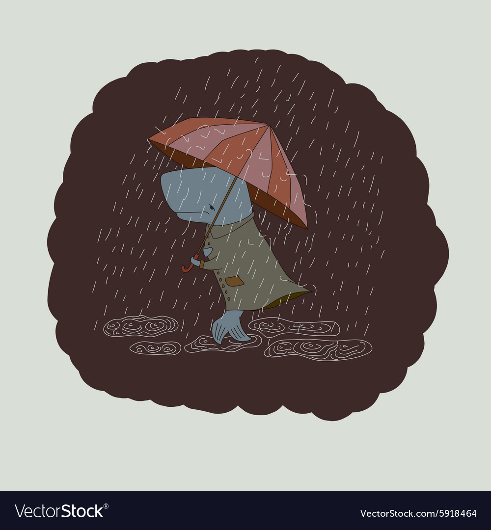 Sad whale with an umbrella