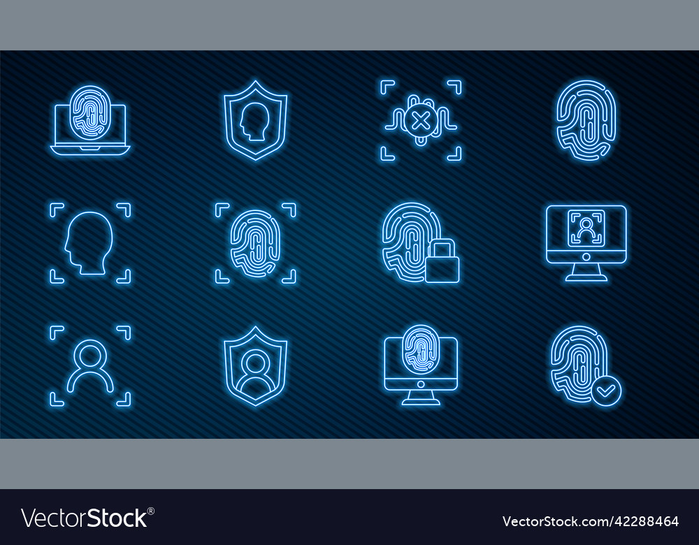 Set line fingerprint face recognition rejection vector image Set line fingerprint face recognition rejection