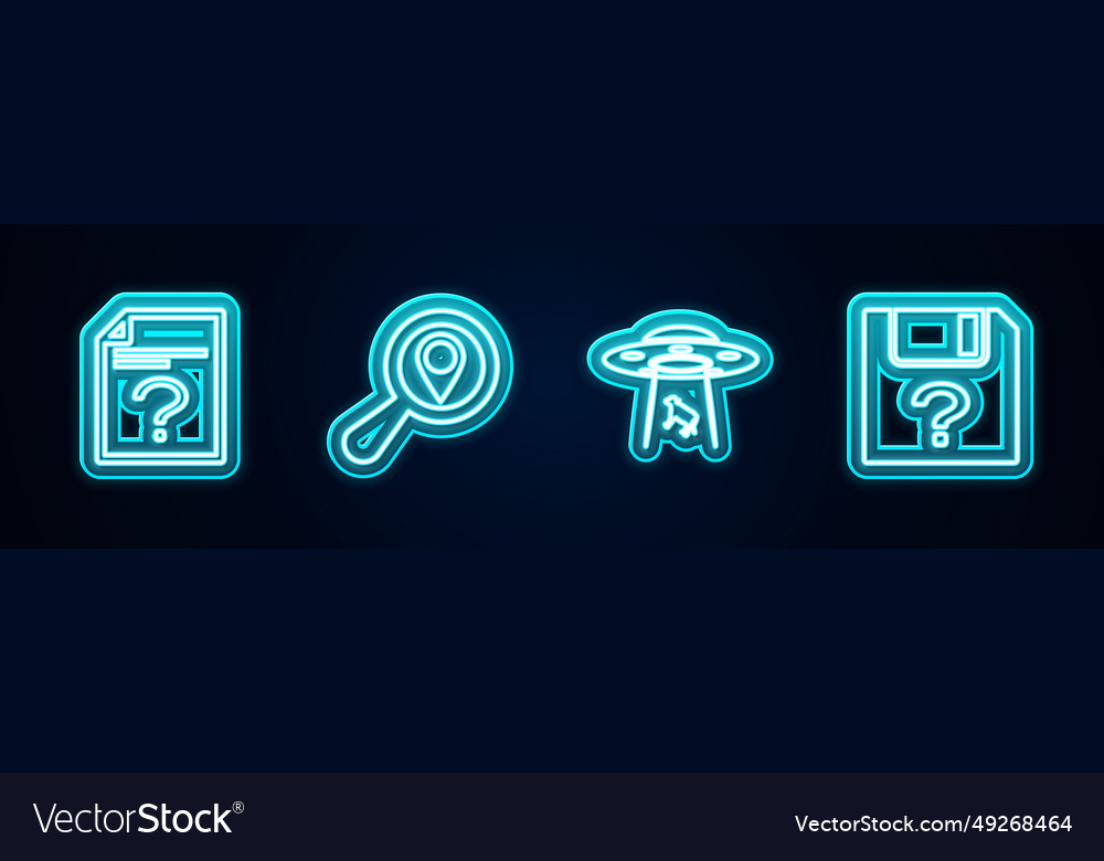 Set line unknown document search location ufo vector image Set line unknown document search location ufo