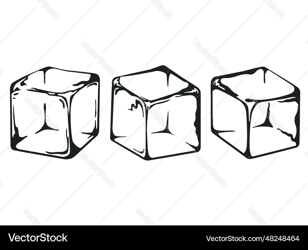 Silhouette ice cubes cold water blocks Royalty Free Vector