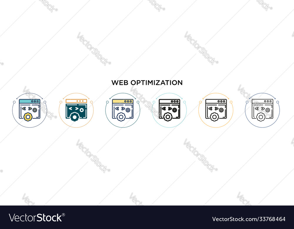 Web optimization icon in filled thin line outline Vector Image Web optimization icon in filled thin line outline