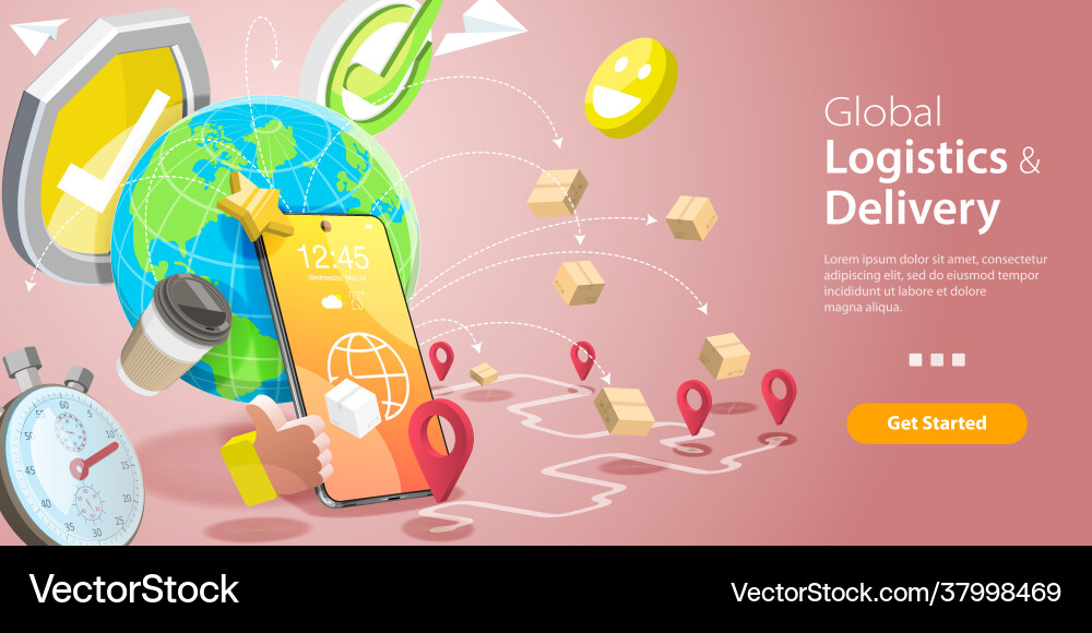 3d isometric flat conceptual Royalty Free Vector Image