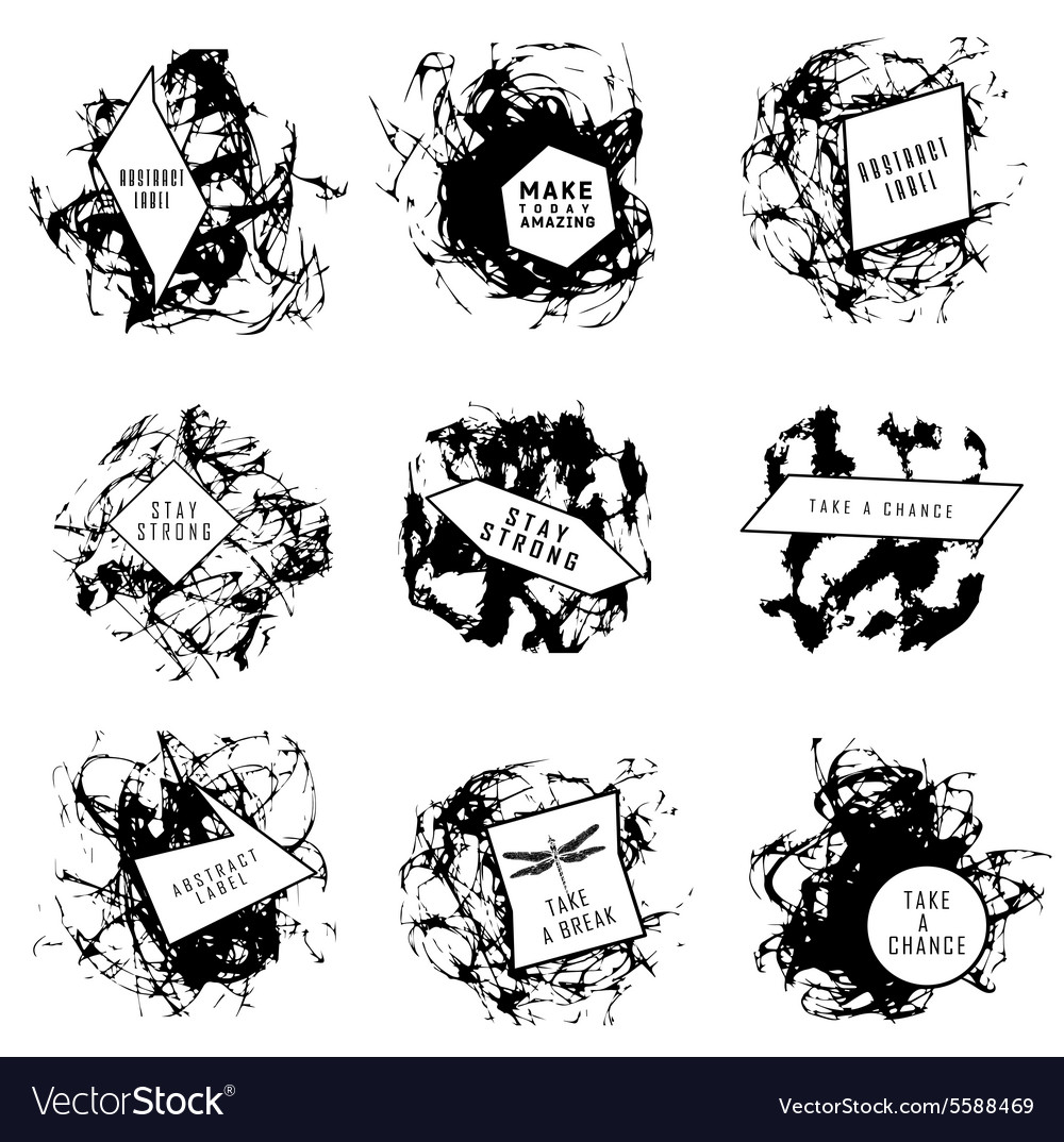 Abstract set of blobs splash labels