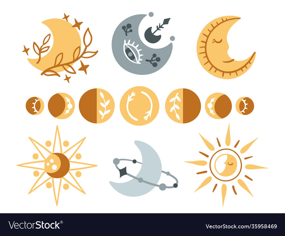 Cartoon celestial isolated kids clipart Royalty Free Vector