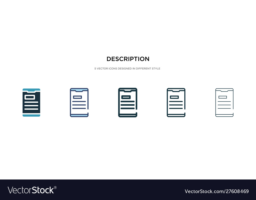Description icon in different style two colored vector image Description icon in different style two colored