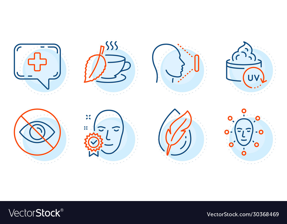 Face biometrics mint tea and verified icons Vector Image