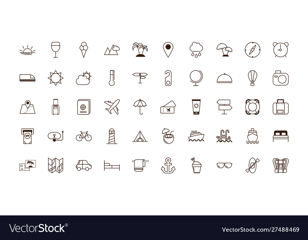 Isolierte Reise-Icon-Set Linie und füllen