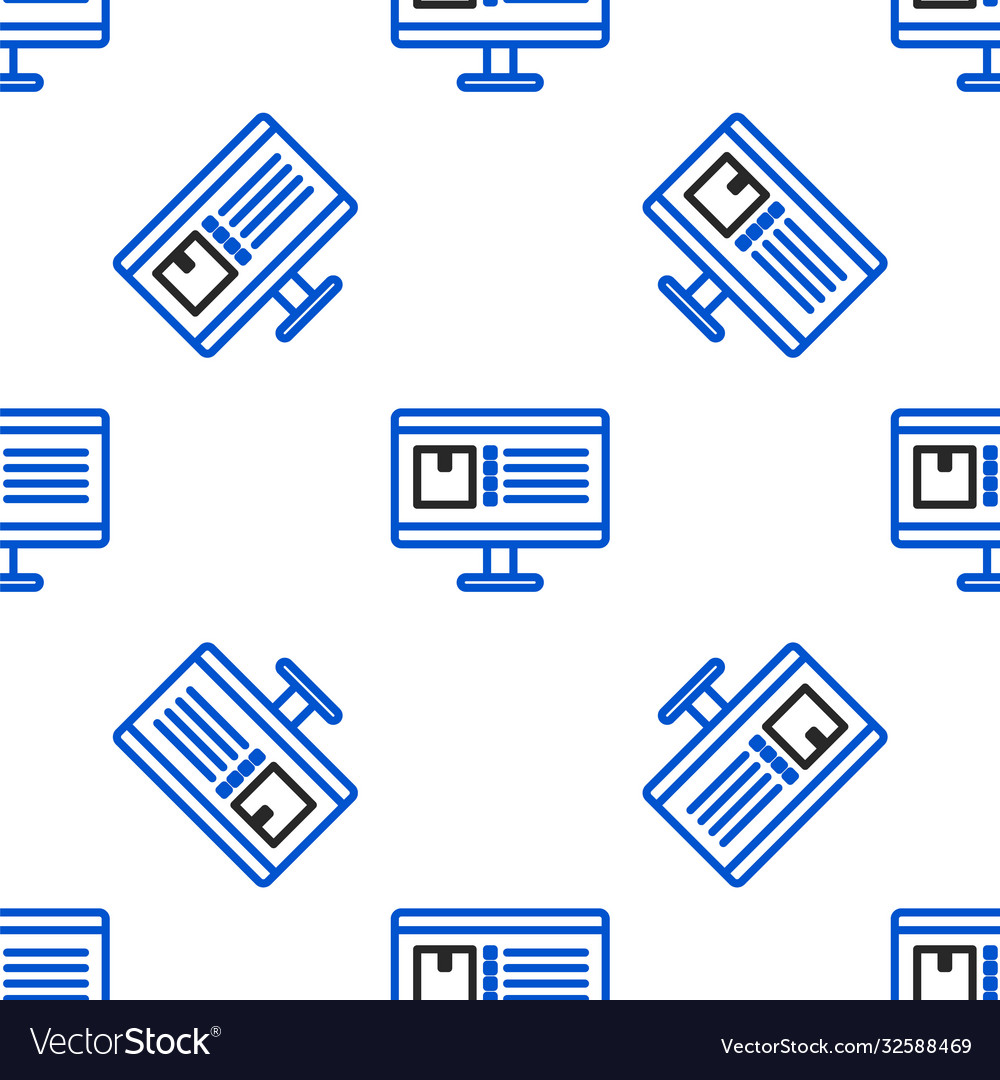 Line computer monitor with app delivery tracking vector image Line computer monitor with app delivery tracking
