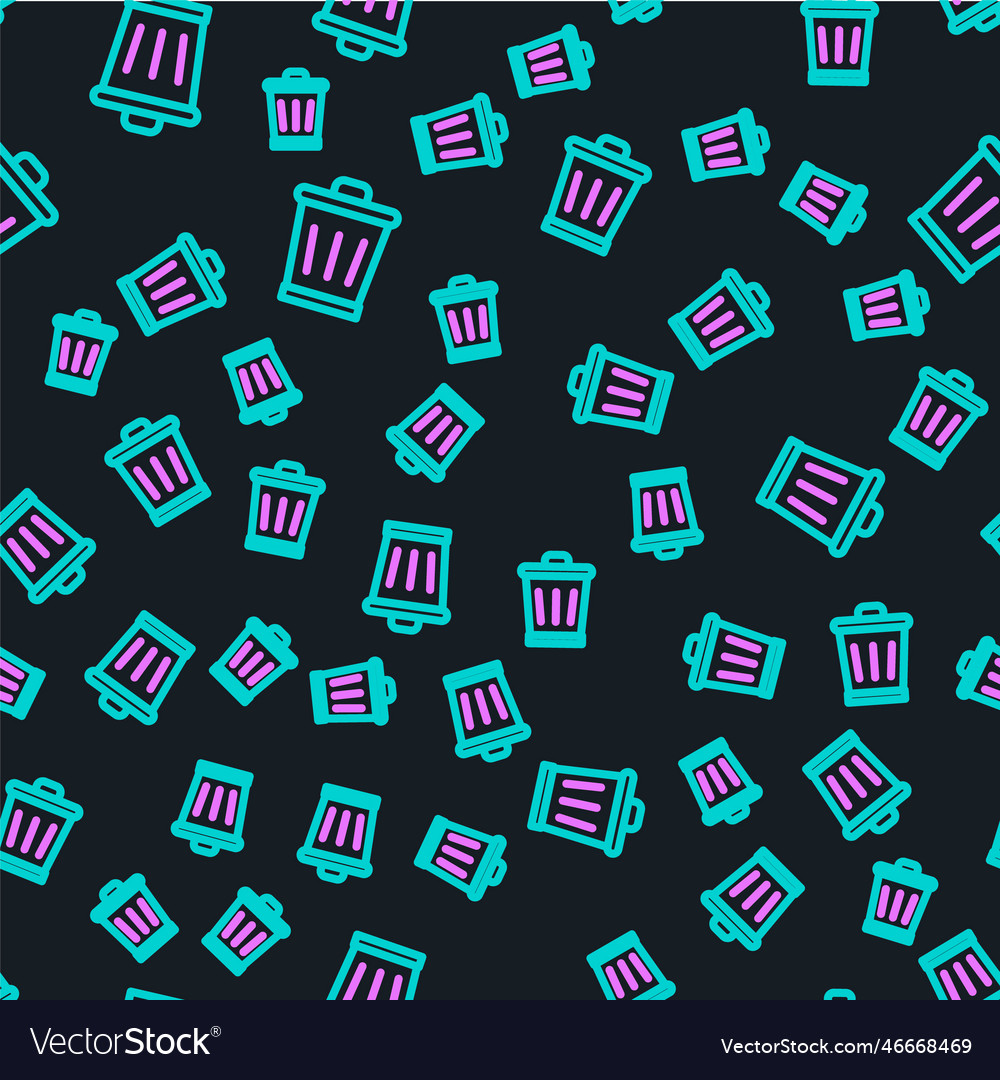 Line trash can icon isolated seamless pattern vector image Line trash can icon isolated seamless pattern