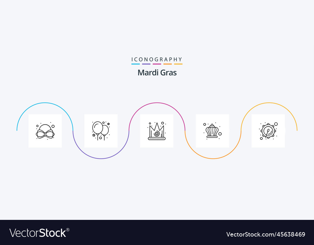 Mardi gras line 5 icon pack including drum