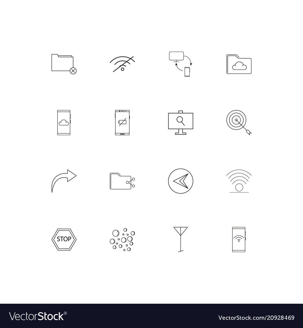 Network and database linear thin icons set