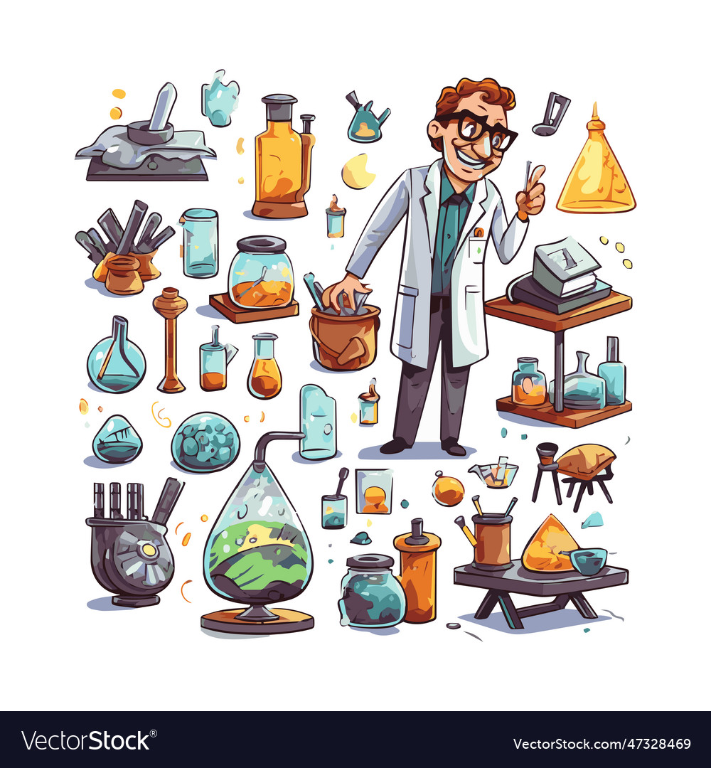 Scientists with simple characters Vector Image Scientists with simple characters