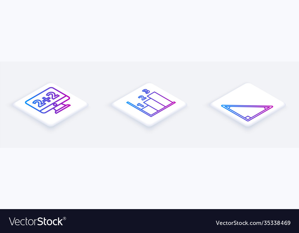 Set isometric line graph schedule chart diagram vector image Set isometric line graph schedule chart diagram