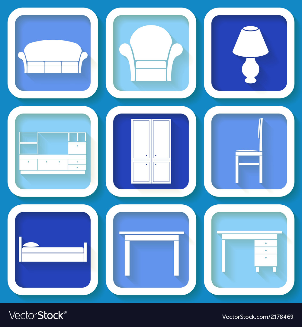 Set of 9 icons of furniture Royalty Free Vector Image