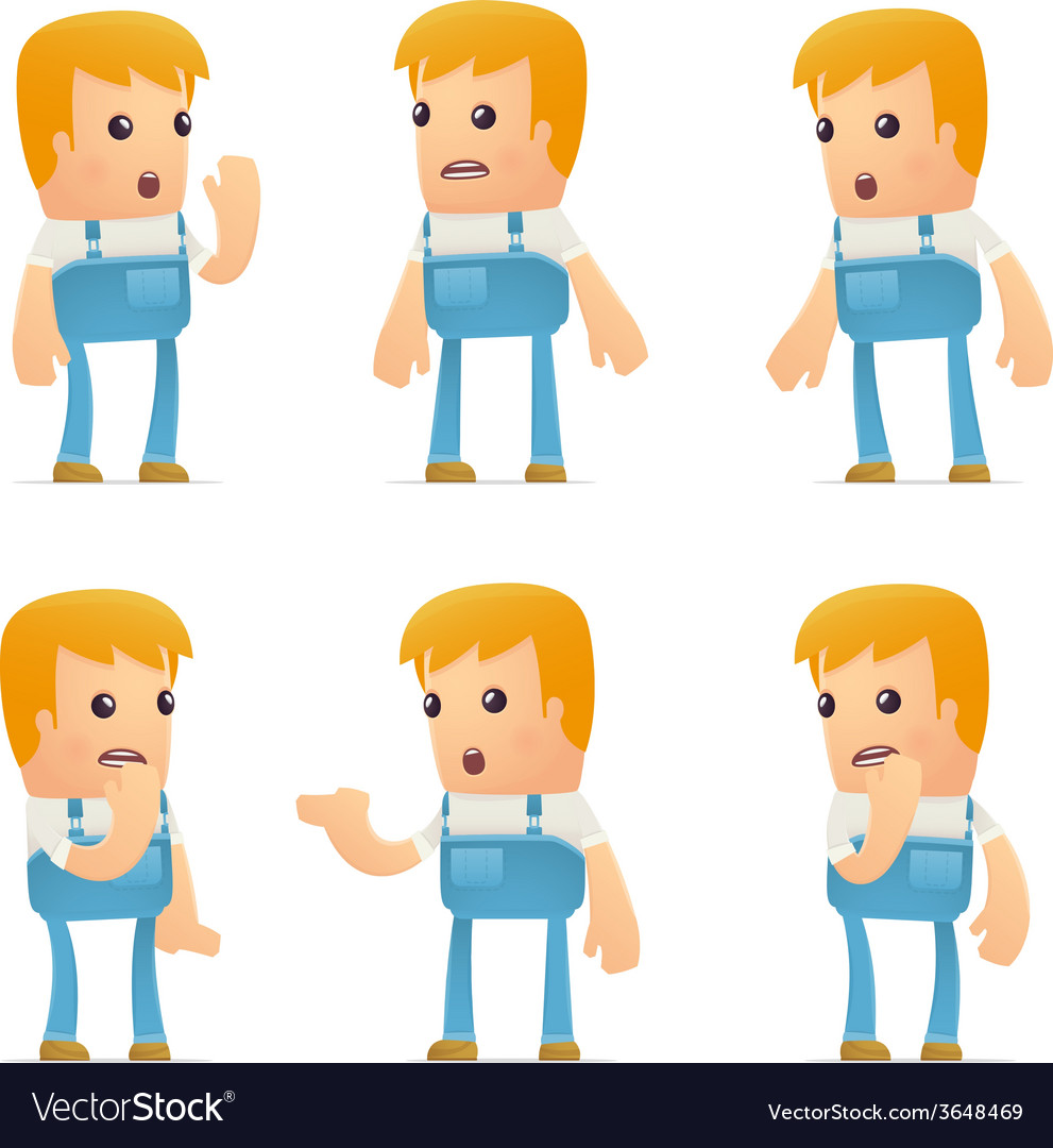 Set of mechanic character in different poses