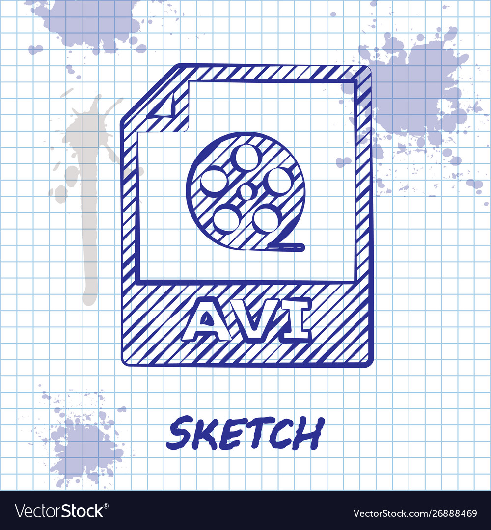 Sketch line avi file document download button vector image Sketch line avi file document download button