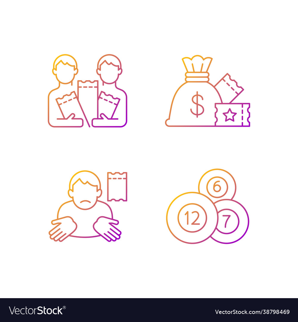 Taking part in lottery gradient linear icons set vector image Taking part in lottery gradient linear icons set
