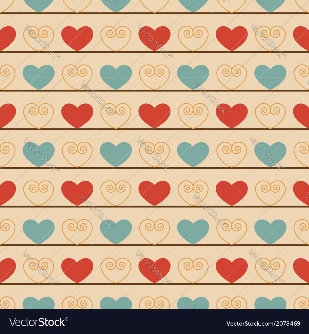 Vintage seamless pattern with hearts