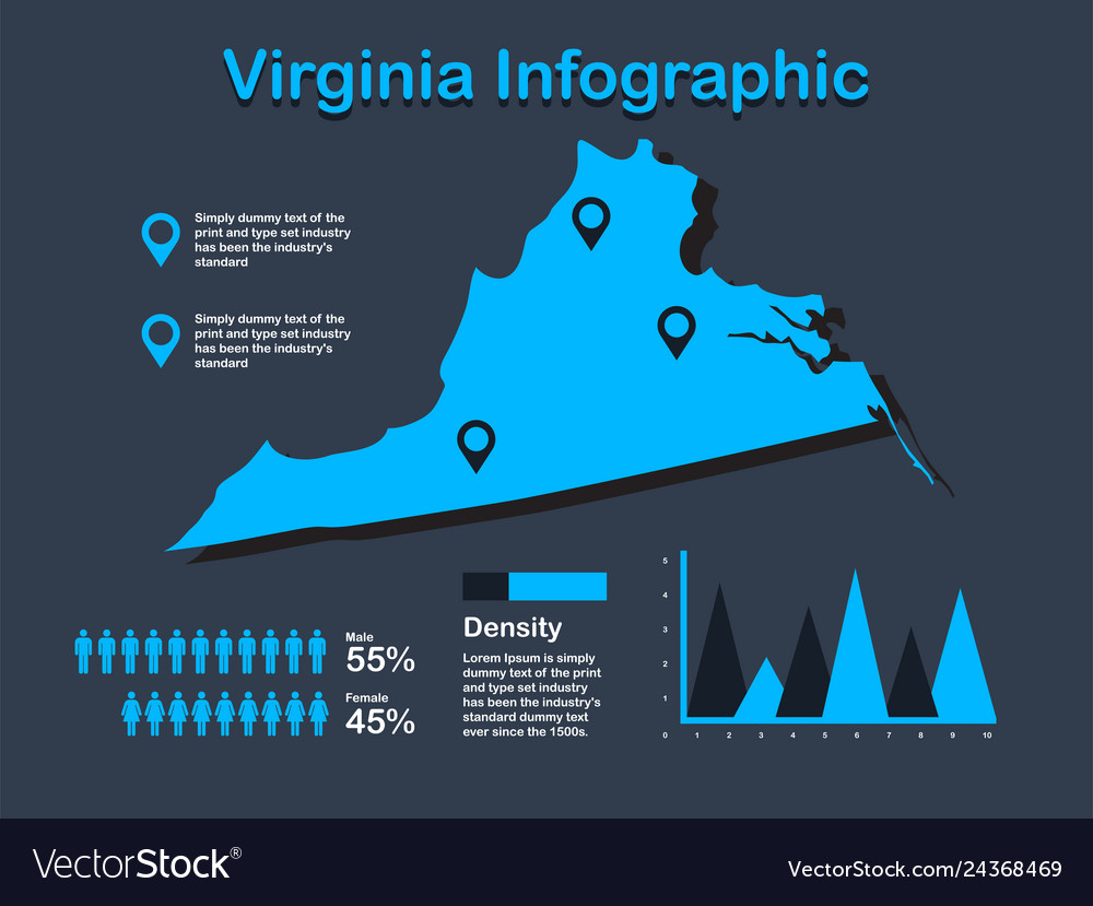 Virginia State Usa Map With Set Of Infographic Vector Image Virginia State Usa Map With Set Of Infographic Vector 24368469