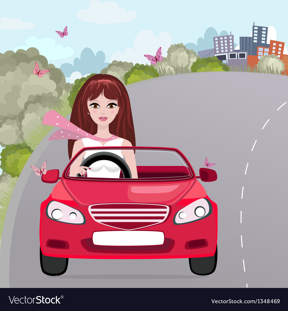 Woman car Royalty Free Vector Image - VectorStock