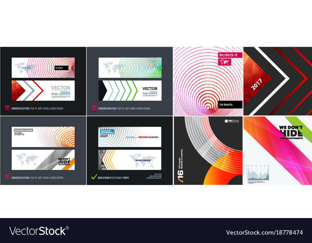 Abstract set of modern horizontal website