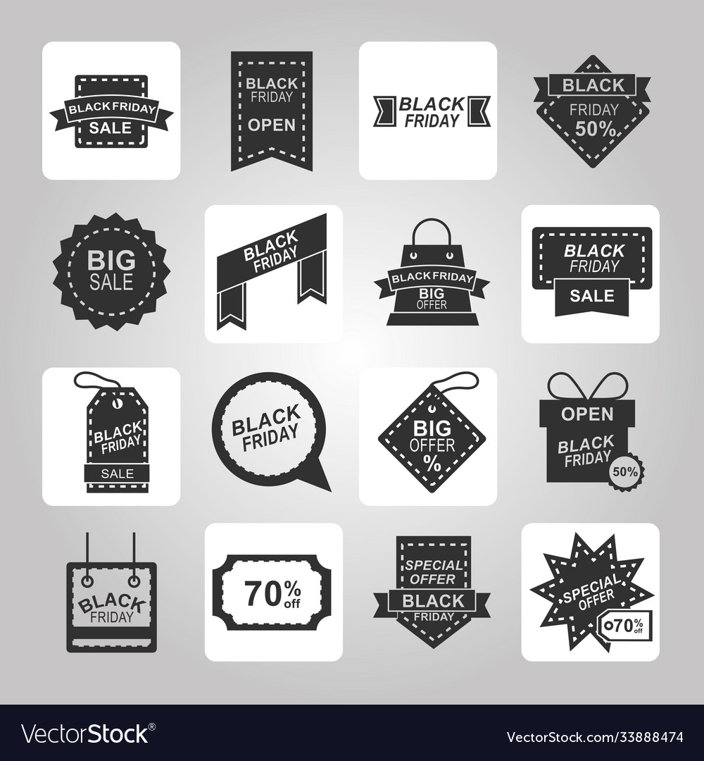 Black friday sale offer discount collection icons