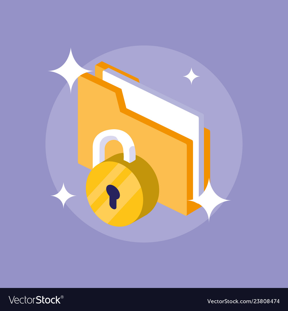 Cyber security with folder document and padlock