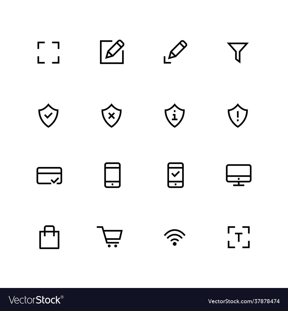 Essential ui icons pixel perfect editable stroke vector image Essential ui icons pixel perfect editable stroke