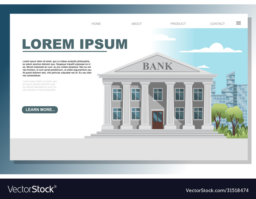 Flat design retro bank building with columns vector image Flat design retro bank building with columns