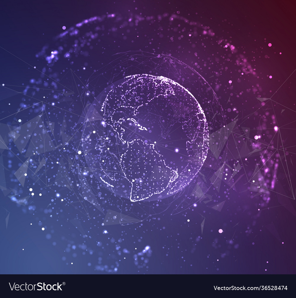 Globe planet earth from dots concept bigdata vector image Globe planet earth from dots concept bigdata