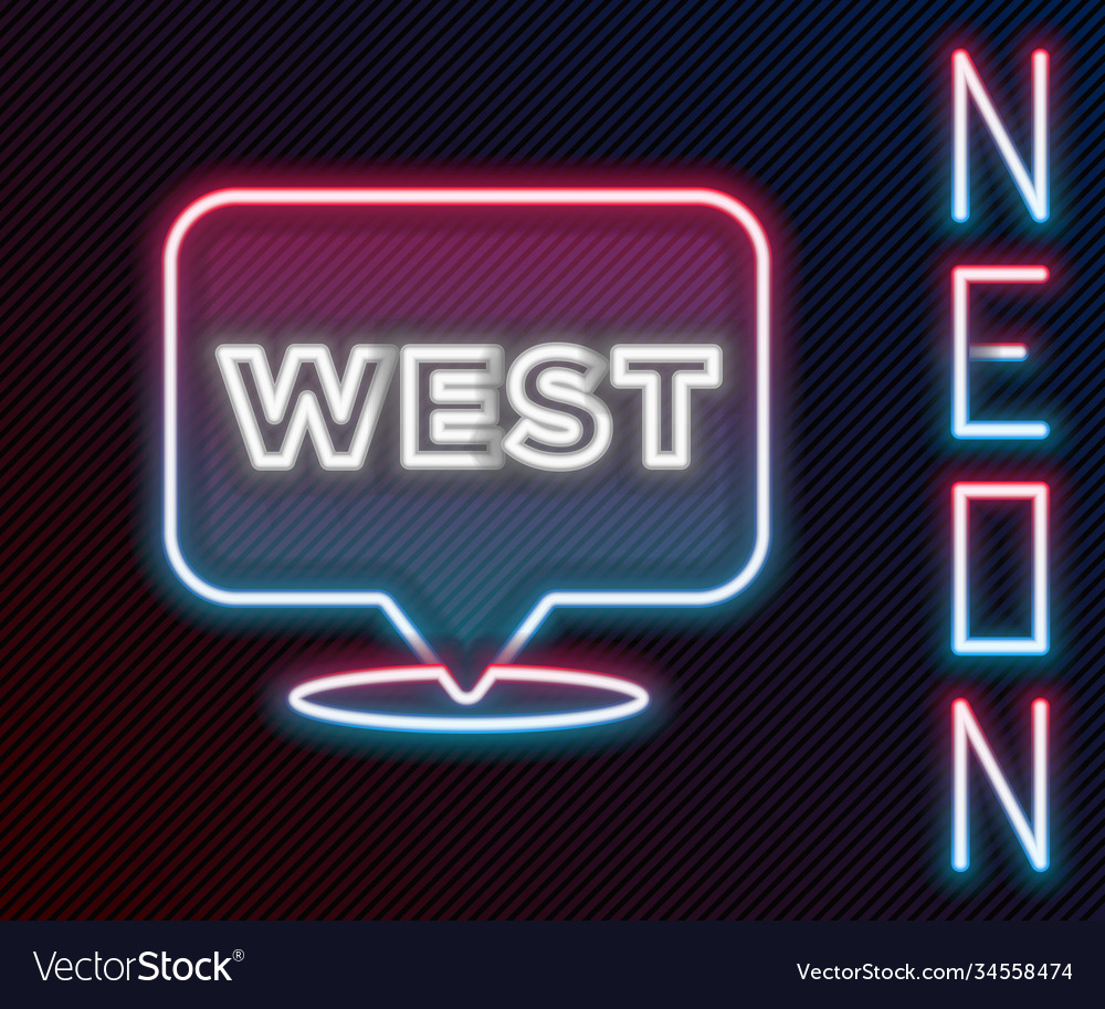 Glowing neon line pointer to wild west icon vector image Glowing neon line pointer to wild west icon