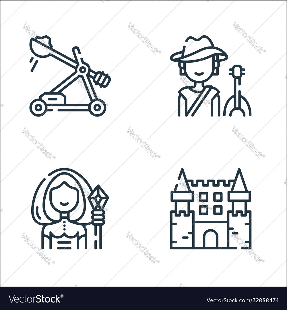 Medieval times line icons linear set quality Vector Image Medieval times line icons linear set quality
