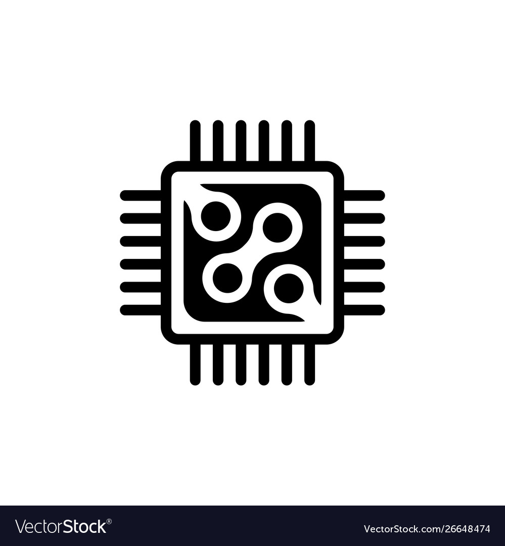Micro processor chip circuit flat icon