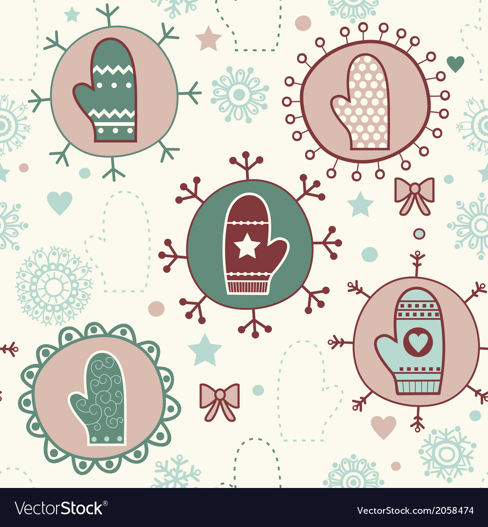 Mitten seamless pattern copy square to the side